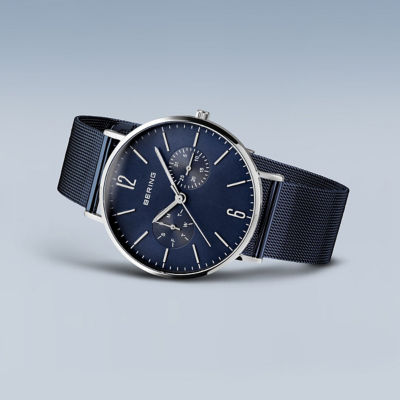 Bering 经典系列 40mm - 抛光银 / 蓝色太阳纹表盘 / 蓝色米兰带 (14240-303) 6