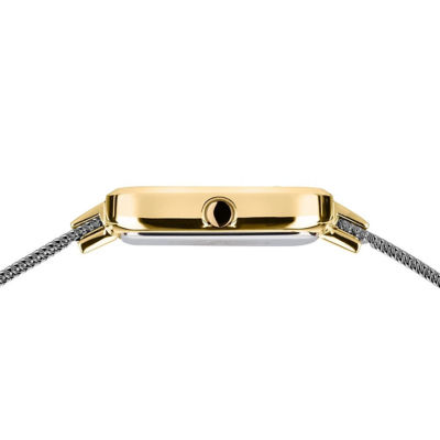 Bering 迷你方形系列 20mm - 抛光/拉丝金 / 银色米兰带 (14520-010) 4