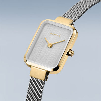 Bering 迷你方形系列 20mm - 抛光/拉丝金 / 银色米兰带 (14520-010) 5