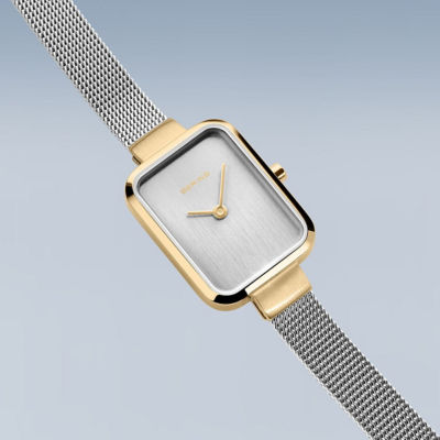 Bering 迷你方形系列 20mm - 抛光/拉丝金 / 银色米兰带 (14520-010) 6