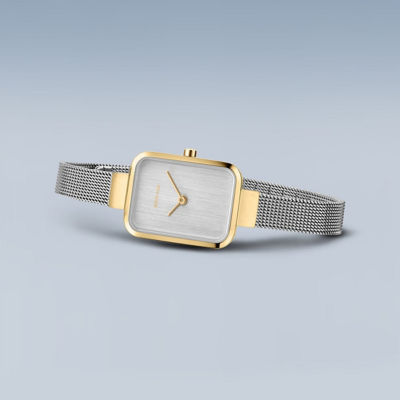 Bering 迷你方形系列 20mm - 抛光/拉丝金 / 银色米兰带 (14520-010) 7