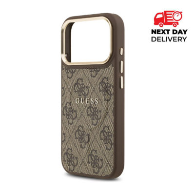 Guess Gold Frame 4G PU Leather MagSafe Case For iPhone 17 Pro 1