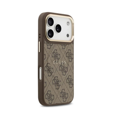 Guess Gold Frame 4G PU Leather MagSafe Case For iPhone 17 Pro 2