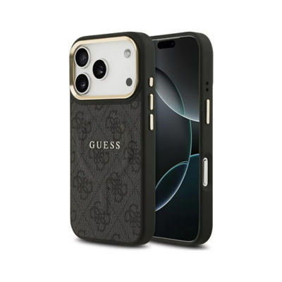 Guess Gold Frame 4G PU Leather MagSafe Case For iPhone 17 Pro 5
