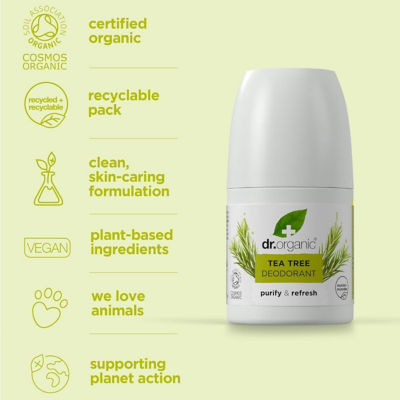 Dr. Organic Tea Tree Roll-On Deodorant 50ml 4