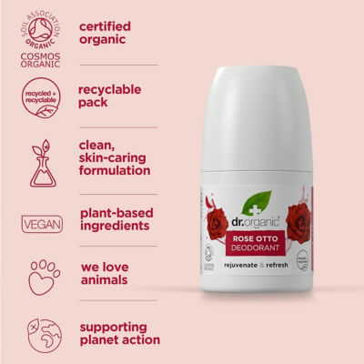 Dr. Organic Rose Otto Roll-On Deodorant 50ml 4
