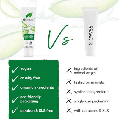 Dr. Organic Aloe Vera Toothpaste 100ml 6