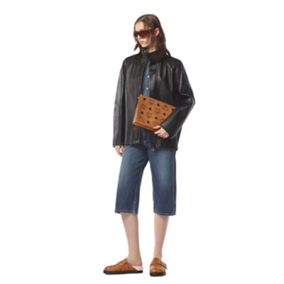 MCM Aren Wristlet Zip Pouch in Maxi Visetos (Brown) 3