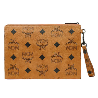 MCM Aren Wristlet Zip Pouch in Maxi Visetos (Brown) 5