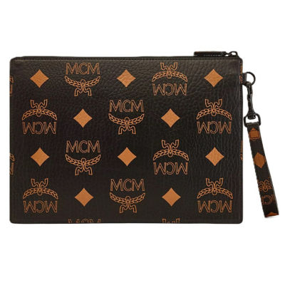 MCM Aren Wristlet Zip Pouch in Maxi Visetos (Black) 4