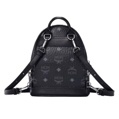 MCM Stark Bebe Boo Side Studs Backpack in Visetos (Black) 4