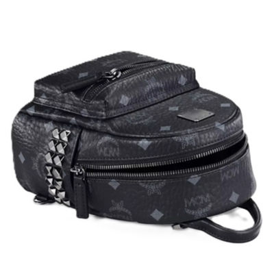 MCM Stark Bebe Boo Side Studs Backpack in Visetos (Black) 5