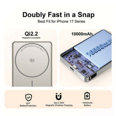 Mazer 10000mAh Qi2.2 25W PD45W 轻薄移动电源 16