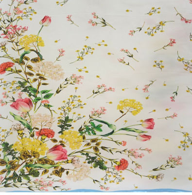 Kashkha Botanical Bloom Pure Silk Scarf with Hand-Stitched Border 3