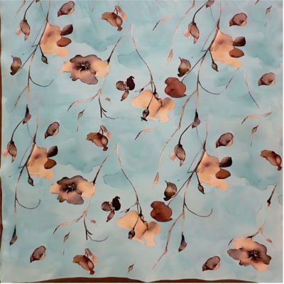 Kashkha Pastel Floral Pure Silk Scarf with Hand-Stitched Border 3