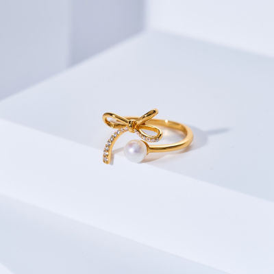 Pearly Lustre Top Grade Freshwater Pearl Ring WR00417 | RIBBON 6