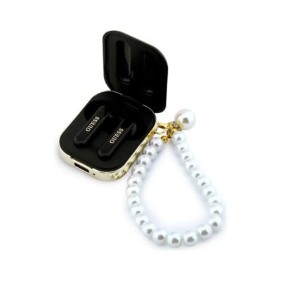 Guess True Wireless Earbuds Rectangle Printed Logo Case With Pearl Strap 3