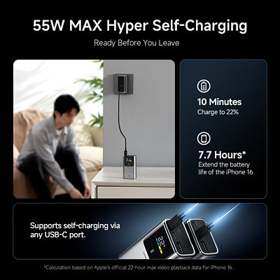 CUKTECH 10 Mini 10000mAh 3C Power Bank 55W Fast Charging Portable Charger 10