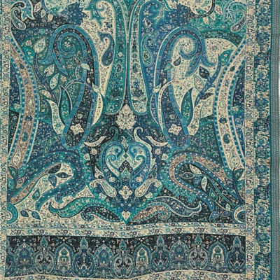 Kashkha Reversible Modal Paisley Jacquard Shawl – Teal Blue 3