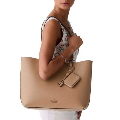 KATE SPADE Tessa Tote Bag With Charm Light Fawn KO464 5