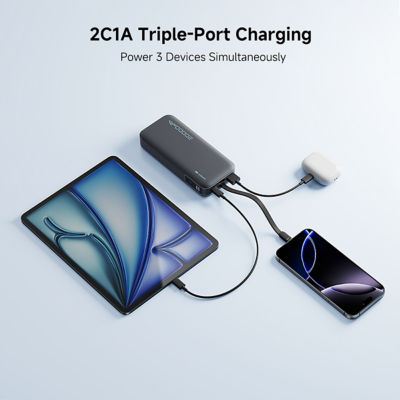 CUKTECH CP24 20000mAh 3C Power Bank 40W Fast Charging Built-in USB-C Cable 7