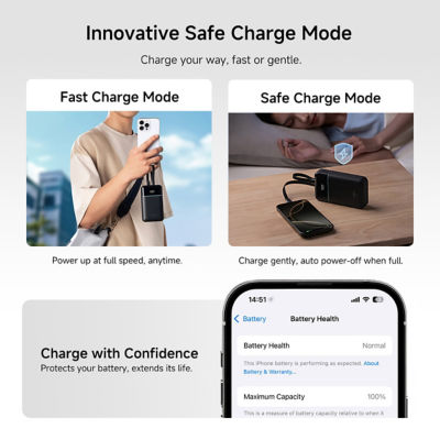 CUKTECH CP24 Dual 20000mAh 3C Power Bank 40W Fast Charging Built-in USB-C and Lightning Cables 11