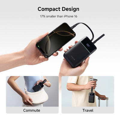 CUKTECH CP24 Dual 20000mAh 3C Power Bank 40W Fast Charging Built-in USB-C and Lightning Cables 7