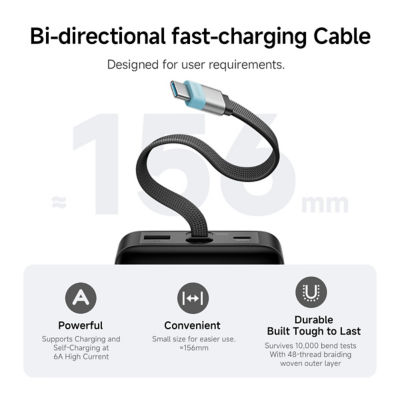 CUKTECH 25 SE 25000mAh 3C Power Bank 120W Fast Charging Built-in USB-C Cable 3