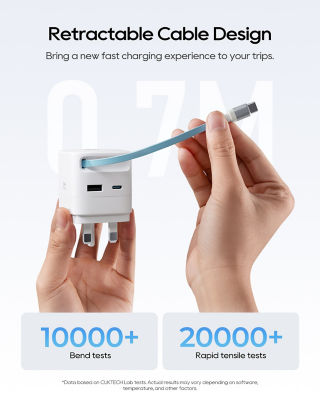CUKTECH CP6 GaN Charger 67W Fast Charging Built-in Retractable USB-C Cable 3