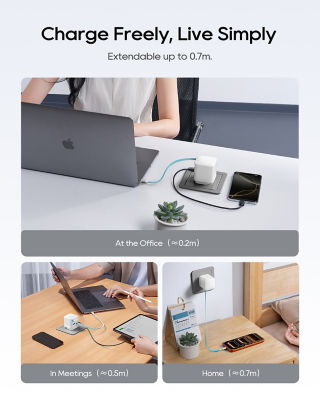 CUKTECH CP6 GaN Charger 67W Fast Charging Built-in Retractable USB-C Cable 4