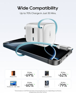 CUKTECH CP6 GaN Charger 67W Fast Charging Built-in Retractable USB-C Cable 5