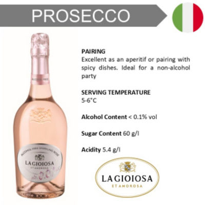 La Gioiosa [Bundle of 6] La Gioiosa Rose Sparkling Alcohol Free NV 3