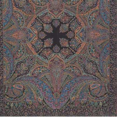 Kashkha Super Soft Modal Jacquard Shawl - Black & Multi 3