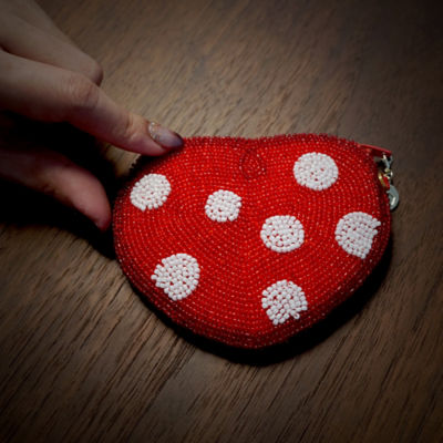 COCOONESE Beaded Coin Purse - Marshmallow Heart (Red) 4