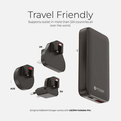 Mazer GaNPrestige Slim 65W GaN Wall Charger with Travel Pins - M-G65SLIM 5