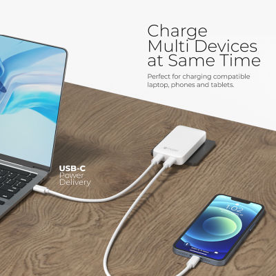 Mazer GaNPrestige Slim 65W Dual USB-C GaN Wall Charger with Travel Pins - M-G65SLIM2C 3