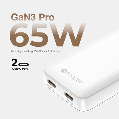 Mazer GaNPrestige Slim 65W Dual USB-C GaN Wall Charger with Travel Pins - M-G65SLIM2C 4