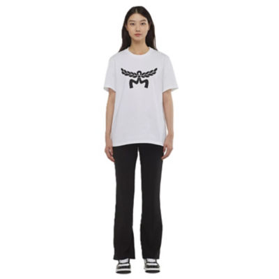 MCM Laurel Logo Print T-Shirt in Organic Cotton (White - M size) 3
