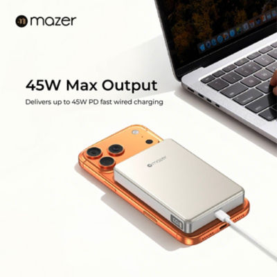 Mazer (CCC + QR) Qi2.2 认证 25W 10000mAh 磁吸无线移动电源 - M-MagAir31 4
