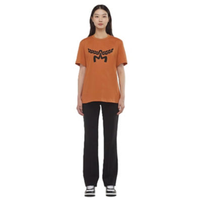 MCM Laurel Logo Print T-Shirt in Organic Cotton (Cognac - M size) 3