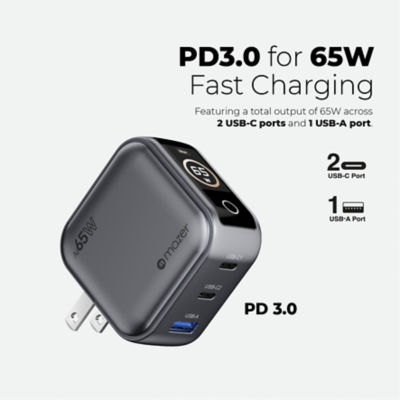 Mazer AIPrestigeGaN 65W GaN Wall Charger with AI Display - M-Ai-G65W-V7UK 3