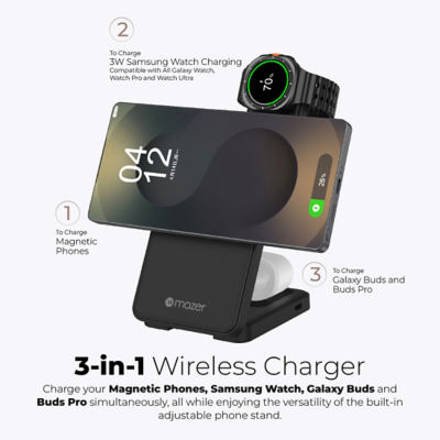 Mazer 23W Magnetic 3-in-1 Foldable Wireless Charger (Samsung Edition) - M-MagFold13S 4