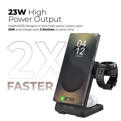 Mazer 23W Magnetic 3-in-1 Foldable Wireless Charger (Samsung Edition) - M-MagFold13S 8