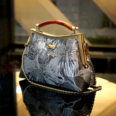COCOONESE Amber Resin Top Handle Bag - Gold Lily (GY) 6