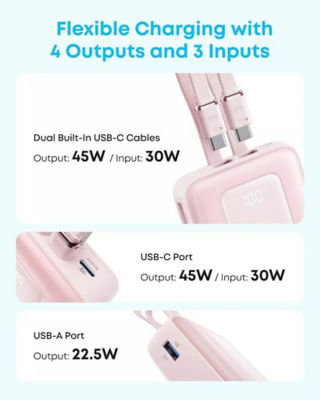 Anker Zolo CCC Power Bank 20000mAh 45W Built-in Dual USB-C Cable A110M 6