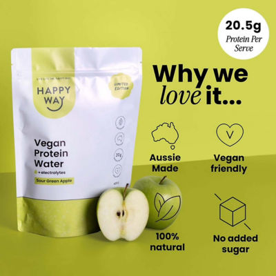Happy Way Vegan Protein Water Powder Sour Green Apple 420g 3