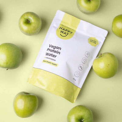 Happy Way Vegan Protein Water Powder Sour Green Apple 420g 4