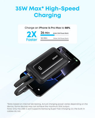 Anker Zolo CCC Power Bank 10000mAh 35W Built-in Dual USB-C Cable A110L 4
