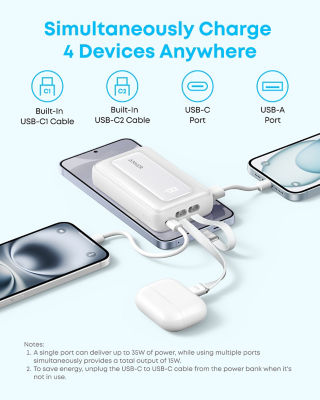 Anker Zolo CCC Power Bank 10000mAh 35W Built-in Dual USB-C Cable A110L 6