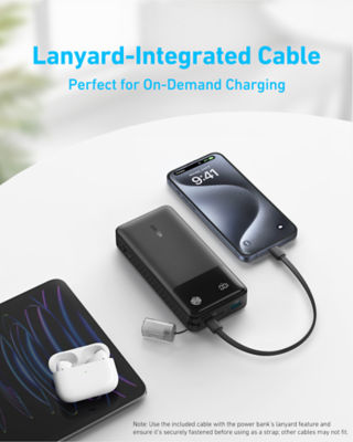 Anker Powercore CCC Power Bank 20000mAh 30W Fast Charging USB C Lanyard Cable A1384 5